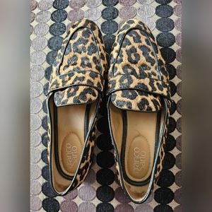 Franco Sarto Leopard Leather Women's Loafer Size 9M